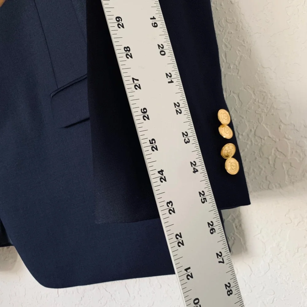 Lauren Ralph Lauren Blazer Mens 48R Navy Blue Wool Gold Crest Button Preppy Ivy